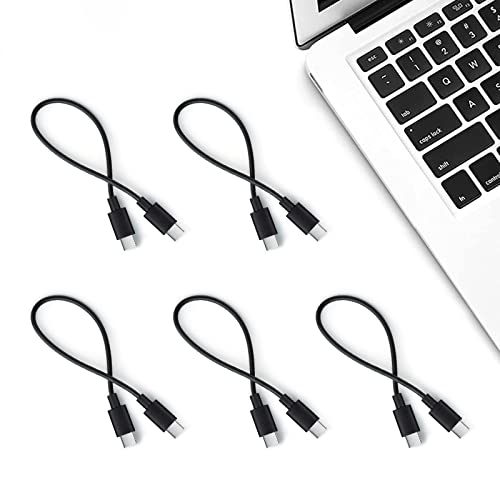 12-inch USB C to USB C Cable 5-Pack, Short USBc Cable for Charging Station - color: Black