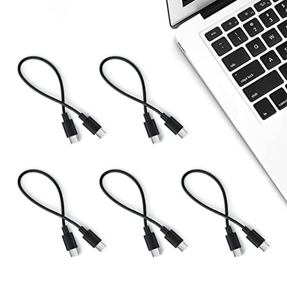 12-inch USB C to USB C Cable 5-Pack, Short USBc Cable for Charging Station - color: Black