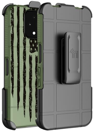 Case and Holster Combo for Sonim XP Pro 5G - Army Green Rugged USA Flag | Compatible with MagSafe, Magnetic, Rugged Cover, Enhanced Grip, with Belt Clip Holder, Ratchet Rotation - color: USA Flag