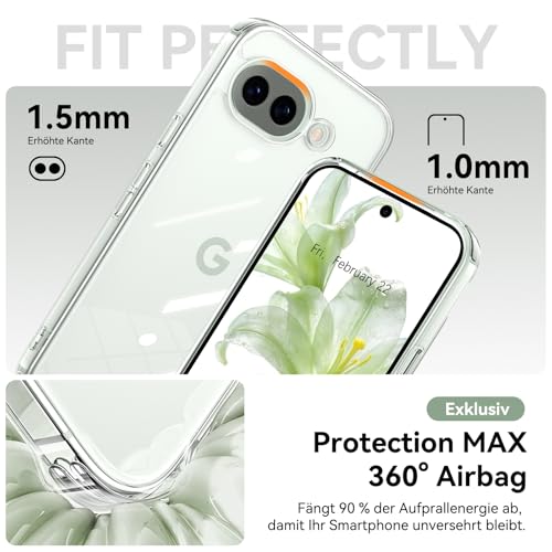 YINLAI Compatible with Google Pixel 10a Case, Crystal Transparent Anti-Yellowing Upgraded Full Camera Protection Supports Wireless Charging Slim Shockproof Protective Phone Cover 6.3-Inch (Clear) - color: Clear, size: Google Pixel 10a 6.3"