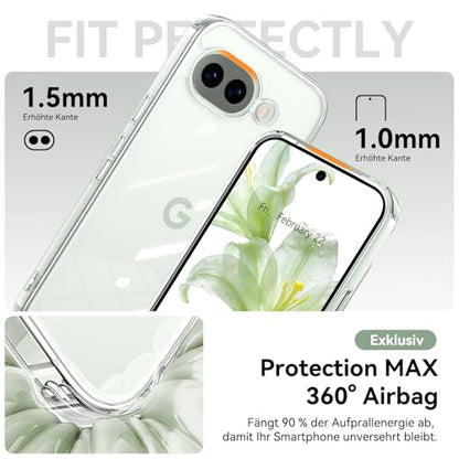 YINLAI Compatible with Google Pixel 10a Case, Crystal Transparent Anti-Yellowing Upgraded Full Camera Protection Supports Wireless Charging Slim Shockproof Protective Phone Cover 6.3-Inch (Clear) - color: Clear, size: Google Pixel 10a 6.3"