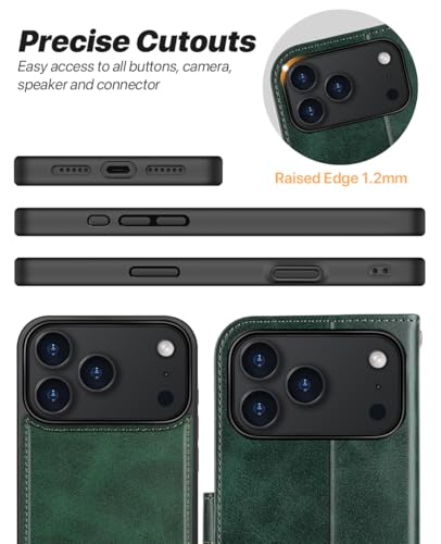 OCASE for iPhone 17 Pro Max Detachable Wallet Case with Card Holder, 2 in 1 PU Leather Flip Folio with RFID Blocking Stand Wrist Strap Shockproof Phone Cover 6.9 Inch 2025, Blackish Green - color: Blackish Green, size: iPhone 17 Pro Max
