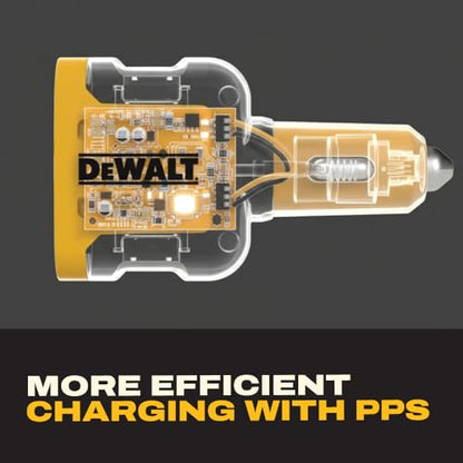 DEWALT 65W PD 3-Port Car Charger – USB-C PPS Fast Charging - size: 3-Ports-2 USB C+USB A