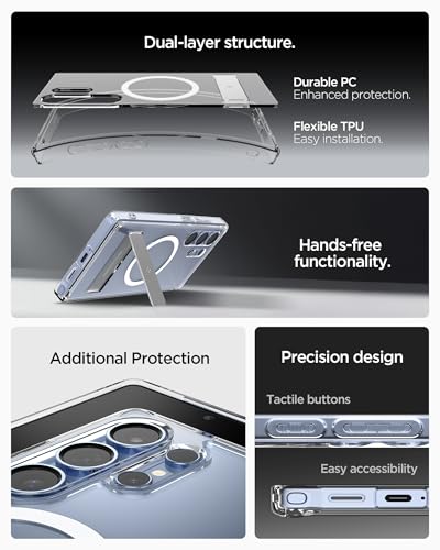 Spigen for Galaxy S25 Ultra Case, Ultra Hybrid S MagFit [Kickstand] [Compatible with MagSafe] [Fast Wireless Charging] (2025) - Clear White - size: Galaxy S25 Ultra