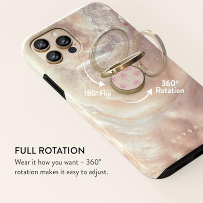 BURGA Cell Phone Ring, Holder Grip and Stand - Finger Phone Grip for Back of Smartphone Case, Kickstand 360 Rotation, Universal Ring for iPhone Samsung Galaxy Huawei Google Pixel, Stylish Accessories - color: Beach Please, style: Gold