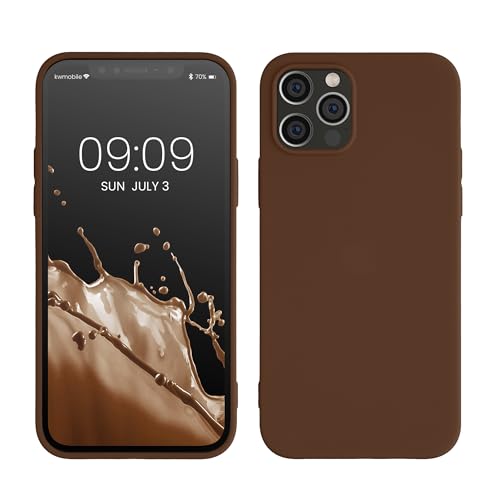 kwmobile Case Compatible with Apple iPhone 12 / iPhone 12 Pro Case - Soft Slim Protective TPU Silicone Cover - Chocolate - color: Chocolate
