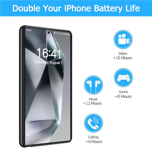 Battery Case for Galaxy S24 Ultra, 12000mAh Extended Portable Protective Case Backup Power Bank Wireless Charger Case Compatible with Galaxy S24 Ultra 6.8inch Charging Case with Screen Protector-Black - size: Galaxy S24 Ultra