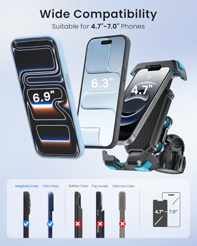 LOXP Anti-Shake Bike Phone Mount with 2026 Dual Vibration Dampener - color: Blue