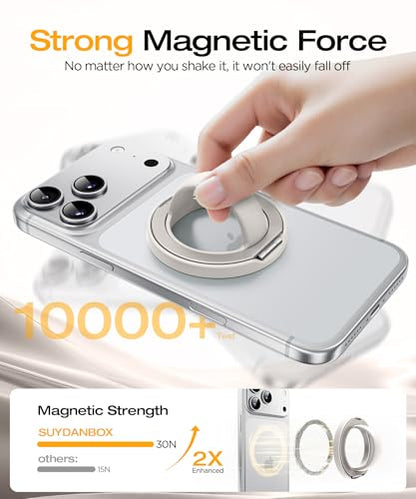 Magnetic Phone Grip, 360° Rotation & 180° Flip Universal Phone Ring Stand, Silicone Phone Ring Holder for Back of Phone for iPhone 17/16/15/14/13/12 Pro Max/Plus, Stone - color: Stone