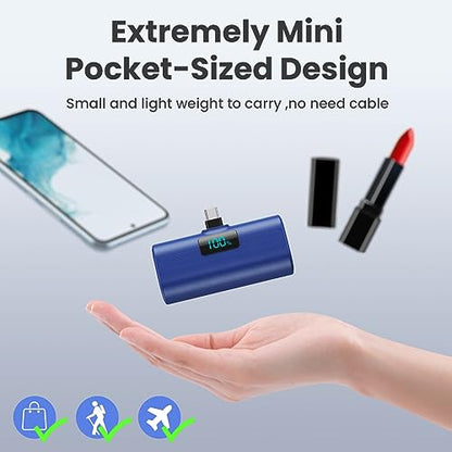 [2-Pack]Portable Charger for iPhone 16/15 Series,5200mAh PD USB C Power Bank Built-in USB-C Connector,Battery Pack Compatible with iPhone 16/16 Plus/16 Pro/16 Pro Max/15 Series,Android(Black+Blue) - color: Black+Blue