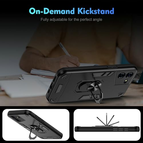 Compatible for Tecno Pova 5 Pro Case,Built-in Stand Shockproof and Drop-Proof Compatible with Tecno Pova 5 Pro 5G LH8n Phone Case Cover Black - color: HY-GZS-black, size: Tecno Pova 5 Pro 5G
