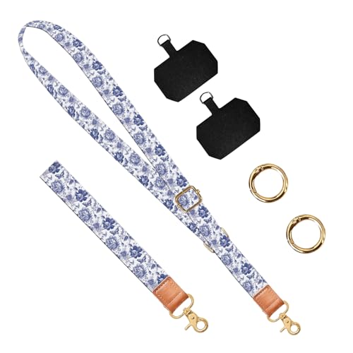 Phone Lanyard Crossbody Wrist Strap, Universal Adjustable Neck Strap for Phone Case Keys ID Badges, Travel Essential - color: Luxury Flowers