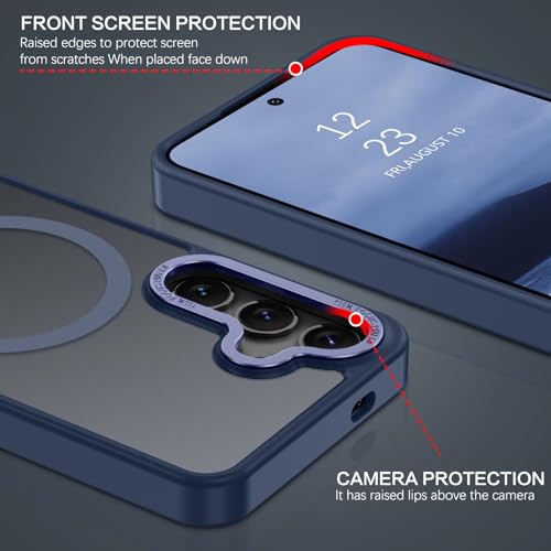 BENTOBEN Magnetic for Samsung Galaxy S24 Plus Case [Compatible with Magsafe] Translucent Matte Slim Thin Shockproof Anti-Yellow Women Men Protective Phone Cover for Galaxy S24 Plus 6.7", Navy Blue - color: Navy Blue