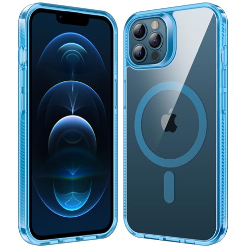 Supdeal Magnetic Clear Case for iPhone 12/12 Pro, [Compatible with MagSafe] [Non Slip Bumper & Not Yellowing] Military Grade Shockproof Transparent Silicone Phone Cover, 6.1", Blue - color: Blue, size: iPhone 12/12 Pro