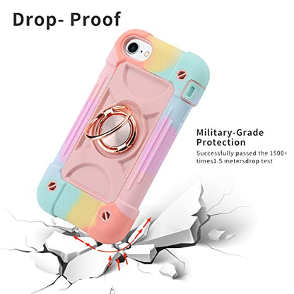 MARKILL Compatible with iPhone Case with Ring Stand, Heavy-Duty Military Grade Shockproof Phone Cover (Rainbow Pink, iPhone SE 3rd/2nd/iPhone 8/7/6S/6) - color: Rainbow Pink, size: iPhone SE 3rd/2nd/iPhone 8/7/6S/6
