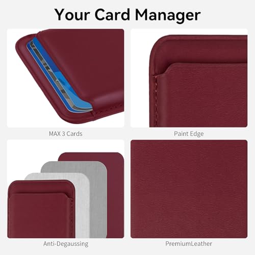 2Pack Magnetic Wallet Cell Phone Card Holder for Phone Case with Mag-Safe, Stronger Magnetic RFID Leather Phone Wallet Stick on Series of iPhone 17/16/15/14/13/12 and Pro/Promax,2-Pack White - color: Burgundy, size: 2 Pack