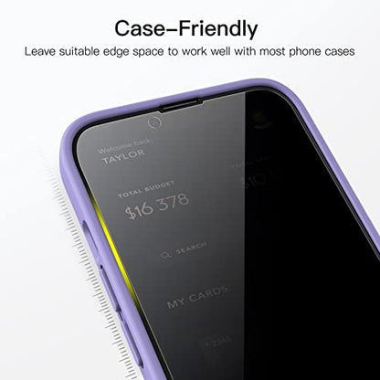 JETech Privacy Screen Protector for iPhone 14 Plus, 2-Pack | Full-Coverage Tempered Glass, Edge-to-Edge Protection, Anti-Spy, Case-Friendly, HD Clear - size: iPhone 14 Plus