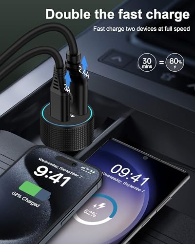 USB C Car Charger for Google Pixel, 30W PD Dual Port Fast Charging Adapter - color: Black-2