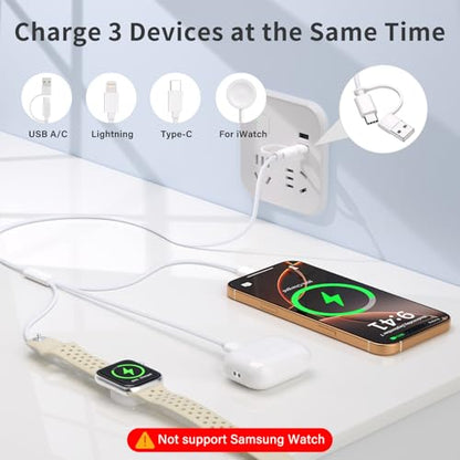 3 in 1 USB C Cable for Apple Watch Charger,iPhone 17/16/15,Lightning 4FT