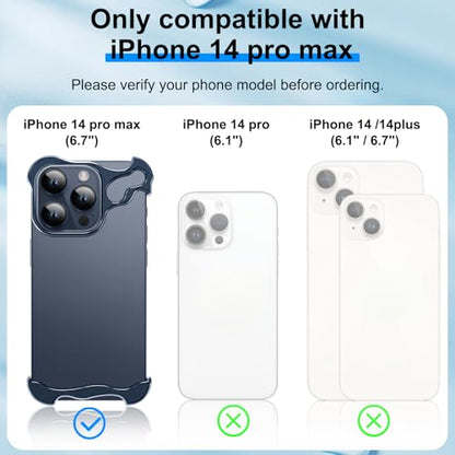 Frameless Phone Case Crafted for iPhone 14 Pro Max Blue - color: Aluminum Blue, size: iPhone 14 Pro Max