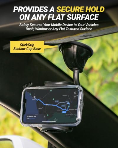 Scosche IHW10-SP1 4-in-1 Car Phone Holder Windshield, Dashboard, Vent, Cup Mount with Suction Cup | Dash, Vent or Windshield Mount | Stick Grip Suction Cup Base | Non-Magnetic | Black - size: 1 Pack, style: Window / Dash / Cup / Vent