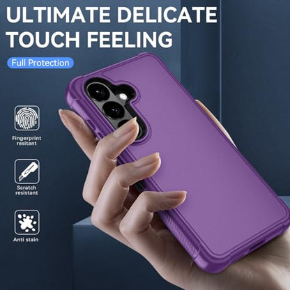 for Samsung Galaxy S26 Case with HD Screen Protector, 3-Layer Military Grade Shockproof Full Body Protection, Heavy Duty Hybrid Protective Phone Cover(Lilac Purple/Black) - color: Lilac Purple/Black
