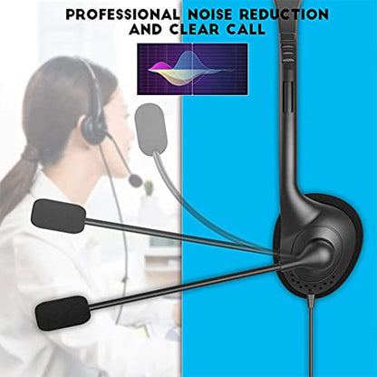 Call Center Headset, Single Ear Noise Cancelling Microphone Headphone with 3.5mm Jack in-line Control, Lightweight 45g Wired Headset for Office Work Customer Service Work from Home