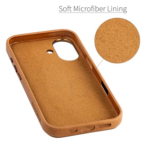 Dockem Genuine Leather Card Case for iPhone 17 with Camera Control Button and Stitched-on Wallet with 2 Holder Slots (Light Brown, M2GL) - color: Light Brown, size: 17