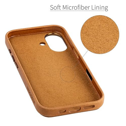 Dockem Genuine Leather Card Case for iPhone 17 with Camera Control Button and Stitched-on Wallet with 2 Holder Slots (Light Brown, M2GL) - color: Light Brown, size: 17