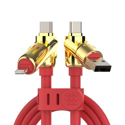MFish 240W 4-in-1 Fast Charging Cable, Red, 6.6FT - color: Red, size: 6.6FT