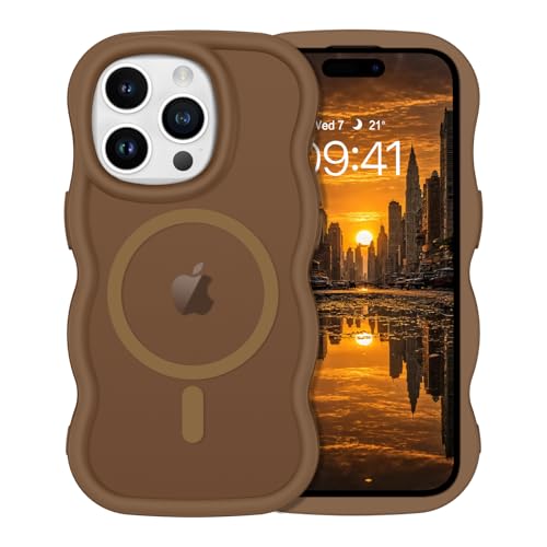 GUAGUA for iPhone 15 Pro Max Magnetic Case, Cute Curly Wave Shape Design, Compatible with MagSafe, Slim Shockproof Phone Case, iPhone 15 Pro Max 6.7'' for Women Men, Desert Gold - color: Desert Gold, size: iPhone 15 Pro Max 6.7"
