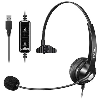 Callez USB Headset with Microphone Noise Cancelling & Audio Controls