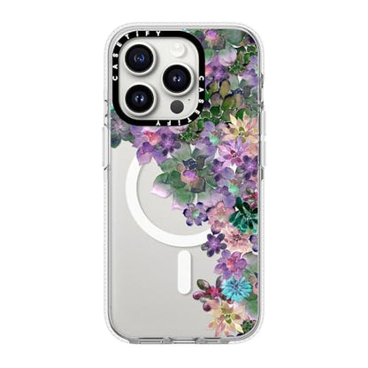 CASETiFY for iPhone 15 Pro Case - Impact Clear Compatible with MagSafe | Not Yellowing | 6.6 ft. 3X Military Grade Drop Protection | MY SUCCULENT GARDEN | Clear - color: MY SUCCULENT GARDEN, size: Iphone 15 Pro (6.1")