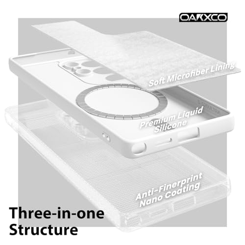 oakxco for Samsung Galaxy S25 Ultra Case Silicone Mag Safe, Magnetic Slim Thin Phone Case Compatible with Magsafe, Women Girls Cute Girly Aesthetic Soft Rubber Gel Safecase with Camera Cover, White - color: White, size: S25 Ultra