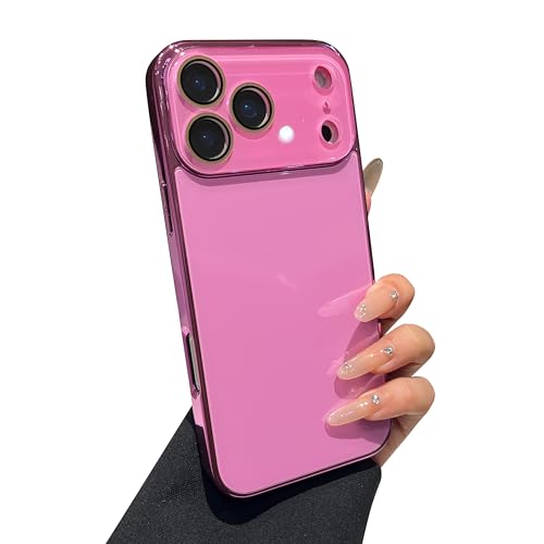 Caseative for iPhone 17 Pro Case, Rose Red | Solid Color Electroplated Frame with Crystal Camera Lens Protection - color: Rose Red