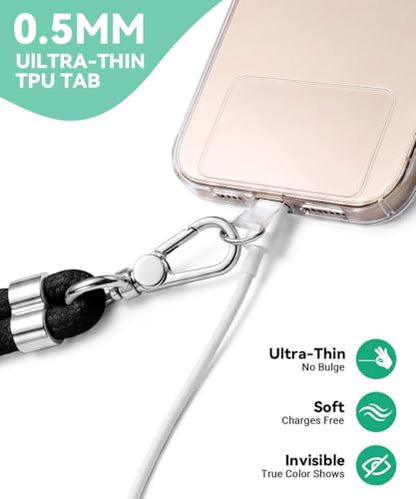 Phone Lanyard Crossbody with 2TPU Tabs - color: Black