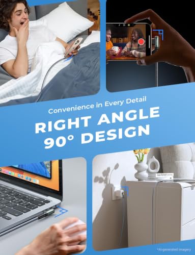 AINOPE 240W USB C to USB C Cable [10FT] Right Angle C to C Cable - color: Grey, size: 10FT