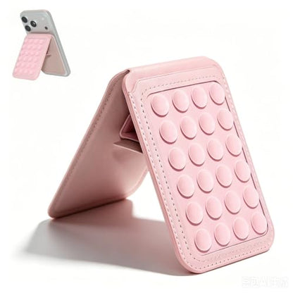 Aiivioll 4-in-1 Magnetic Grip Card Stand for MagSafe, Bare Phone Use, Pink - color: Pink