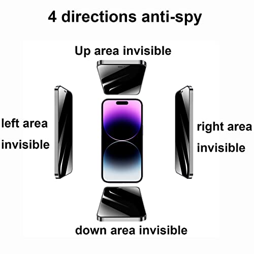 2 Pack 360 Degree Privacy Tempered Glass for iPhone 14 Pro Max Anti-Spy 4 Directions Screen Protector Film 4 Sides Anti-Peeping 6.7 inch - size: For iPhone 14 Pro Max