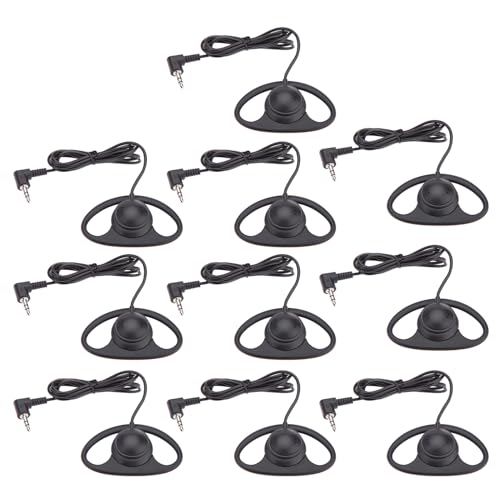 PUSOKEI D Shape Earpiece Headset, 3.5mm Single Side Earphone Hook Earbud, Ergonomic Single Ear Hook Headphone for VoIP Calls, Video Conferences, Multimedia Playback (10pcs) - size: 10pcs