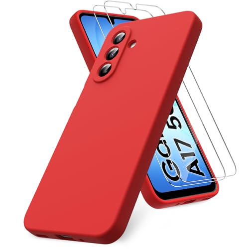 Vansdon for Samsung Galaxy A17 4G/5G Case-Red | Soft TPU Liquid Silicone Phone Case with 2 Screen Protectors, Military-Grade Protection Shockproof Slim Phone Cover - color: Red, size: Samsung Galaxy A17 4G/5G