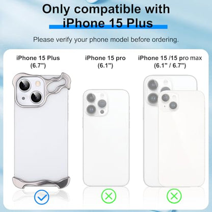 Frameless Phone Case Crafted for iPhone 15 Plus Silver - color: Aluminum Silver, size: iPhone 15 Plus