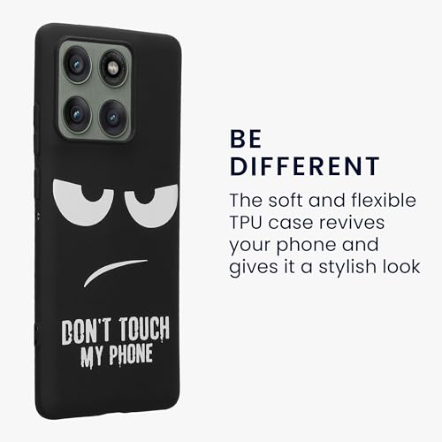 kwmobile TPU Silicone Case Compatible with Motorola Edge 60 Pro - Case Soft Cover - Don't Touch My Phone White/Black - size: Edge 60 Pro