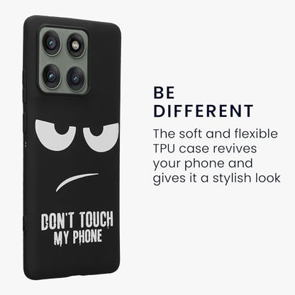 kwmobile TPU Silicone Case Compatible with Motorola Edge 60 Pro - Case Soft Cover - Don't Touch My Phone White/Black - size: Edge 60 Pro