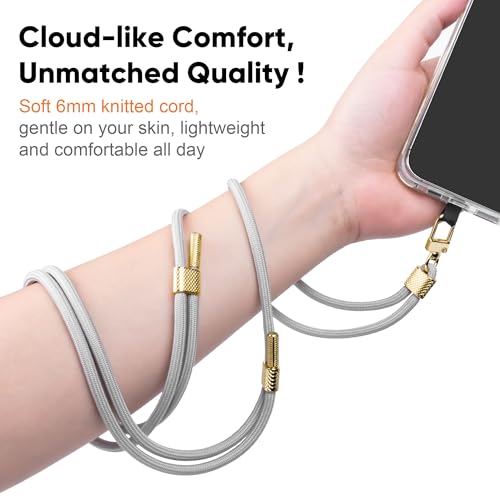Phone Lanyard Universal Crossbody Cell Phone Strap Anti-Theft Adjustable Neck Lanyard for iPhone 17 Pro Max 2pcs Phone Patchs Tether Pads Apricot Tint - color: Apricot Tint