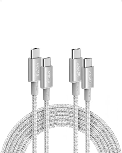 Anker USB C to USB C Cable, 100W Fast Charging Cable(2-Pack, 10 ft, Silver) - color: Silver, size: 10ft