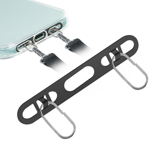 ZXZone iPhone Hang 2 Way Metal Phone Tether Tab, Upgraded Double Buckle Hole Ring Cell Phone Lanyard Patch, Phone Strap Replacement Part for iPhone Cases (Black-TQ) - color: Black-TQ