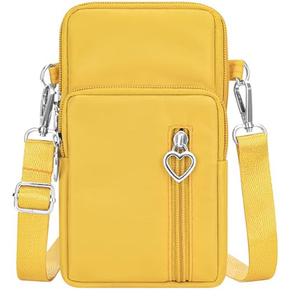 YINHEXI Small Crossbody Bags for Women Trendy, Mini Triple Compartment Cell Phone Crossbody Wallet Purses - color: Yellow-2