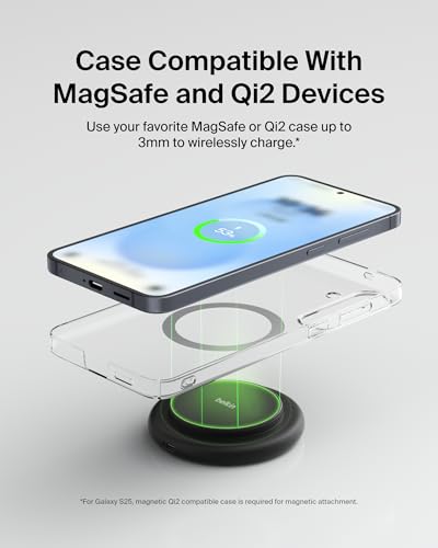 Belkin Qi2 15W Magnetic Wireless Charging Pad, Non-Slip Base with Adapter - style: Power Supply Included