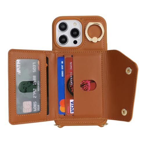 Lipvina Crossbody Wallet Case for iPhone 13 Pro,Brown - color: 08-Brown, size: iPhone 13 Pro 6.1"